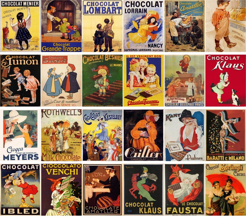 PIXILUV Vintage PostCards 24 pcs Chocolate Vintage Poster Ads Adverts - Image 2